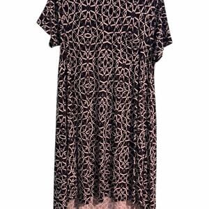 LuLaRoe Carly Black White Geometric Swing Dress M Stretch